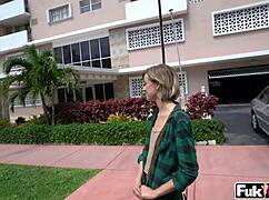 blonde teen haley reed 18+ gives outdoor public blowjob with facial cumshot