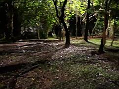 Couple goes public outdoor, wife strips naked bent over for monster cock doggystyle creampie in city square