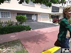 blonde teen haley reed 18+ gives outdoor public blowjob with facial cumshot