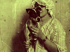 Dark Lantern's vintage beauty bares hairy beaver and natural tits