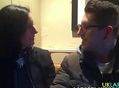 Classy stockings milf fingers her wet pussy before sucking big cock in heels