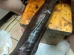 Huge Hankey's anal toys double penetration dildo stuffing her gaping ass three at once