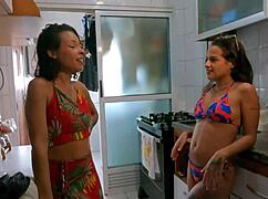  Brunette latina milf ditches boyfriend and fucks emo friend publicly in building pool for revenge kiss pussy