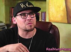 Busty Asian Masseuse Titty Fucks and Handjobs Thick Cock