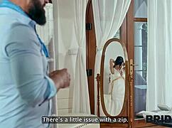 innocent bride sneaks off wedding couch for neighbor's monster cock pounding