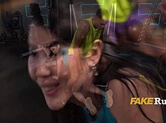 i'm the assertive fitness trainer makin' this brunette client drip wet ridin' bbc cowgirl in the gym workout