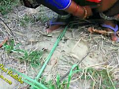 indian hikers explore dense jungle forest in outdoor nature ranch country