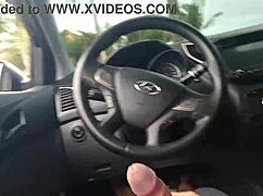 this pretty african girl risks public masturbation on beach sidewalk while cars pass by