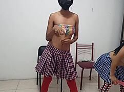 horny latinas flash big natural tits in dirty lesbian play