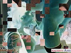 horny tattooed cougar darling danika sucks and fucks big tits bouncing