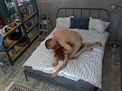 mature daddy deepthroats teen stepdaughter while fingering her tight ass in stockings