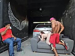 brazilian slut girlfriend dances on hard cock rips clothes garage creampie corno watches