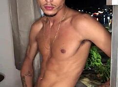 Naughty Boy Jerks Cock at Building Window