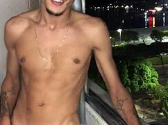 Naughty Boy Jerks Cock at Building Window