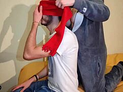 Easter bunny spits wet on cock before deepthroating cum straight down her throat