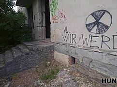 slutty brunette takes stranger's thick cock deep in outdoor anal 😈🍑