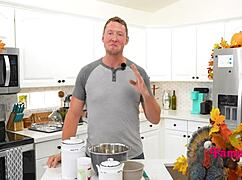 daddy tastes stepdaughter's sweet family pie in the kitchen