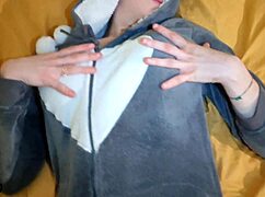 Easter bunny spits wet on cock before deepthroating cum straight down her throat