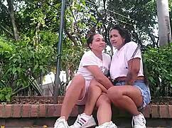 Two Naughty Lesbians Get Daring with Outdoor Park Tease Session