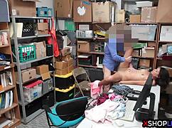 Caught shoplifting? Petite teen pounded by cop's hard cock!