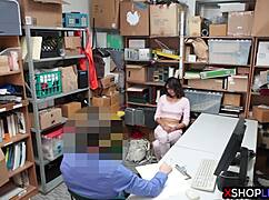 Caught shoplifting? Petite teen pounded by cop's hard cock!