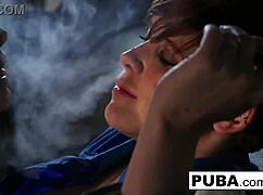 smoking brunette lesbians devour pussies and tits like pornstar pros