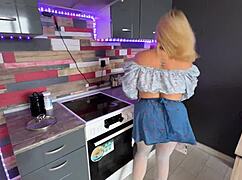 Stepson fucks horny chatty mom hard