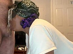 Submissive Ebony Gags on Black Cock Throatfucked with Puke!