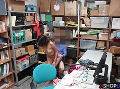 Caught shoplifting? Petite teen pounded by cop's hard cock!