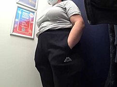 voyeur cam catches curvy pawg milf's big ass in satin panties changing room