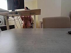 latina neighbor masturbates wet pussy fingers tits during work video call creampie orgasm