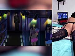 she reacts to hot hentai blowjobs with cum down throat and big tits plus her stepbro shows off that fat ass