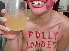 Brunette Pigtail Girl Eats Junk Food Then Pukes It All Over Tits