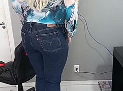 Tanned beauty slips into sexy bikini revealing perfect tan lines