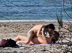 Two lovers caught nude on beach: her squirting orgasms at 7:40 and 13:25 during wild cowgirl creampie ride!