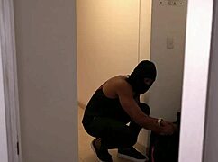 Horny young latina begs masked intruder to fuck her hard in bed