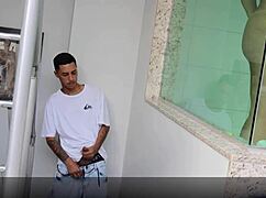 Madrasta Rabuda Tempts Enteado with See-Through Red Sheer After Bath for Big Cock Ride