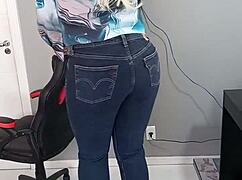 Tanned beauty slips into sexy bikini revealing perfect tan lines