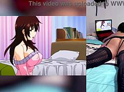 she reacts to hot hentai blowjobs with cum down throat and big tits plus her stepbro shows off that fat ass