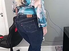 Tanned beauty slips into sexy bikini revealing perfect tan lines