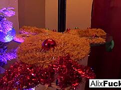 sexy alix lynx unwraps christmas pov blowjob with big tits bouncing