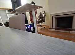 latina neighbor masturbates wet pussy fingers tits during work video call creampie orgasm