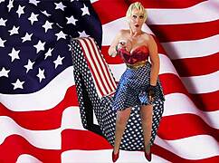 granny carmen masturbates with vibrator in lingerie for flag day orgasm cum