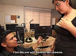 big boobed secretary shakes ass for muscular boss after office mistake