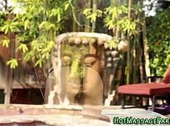 Tattooed Big Tits Hooters Masseuse Sucks Monster Cock in Lingerie Handjob Massage