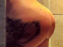 Shocked but horny, caught bathing girlfriend moans loud as friend pounds her wet pussy