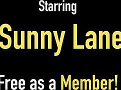 Blonde milf sunny lane spreads big pussy lips and clit in lingerie pose