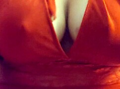 blonde bombshell in red lingerie gets her big tits fucked hard and deep