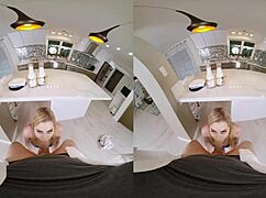 Blonde wife sneaks VR fuck with milkman while clueless husband waits nearby