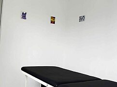 Curvy Latina Massager Rubs Patient's Cock to Squirting Creampie